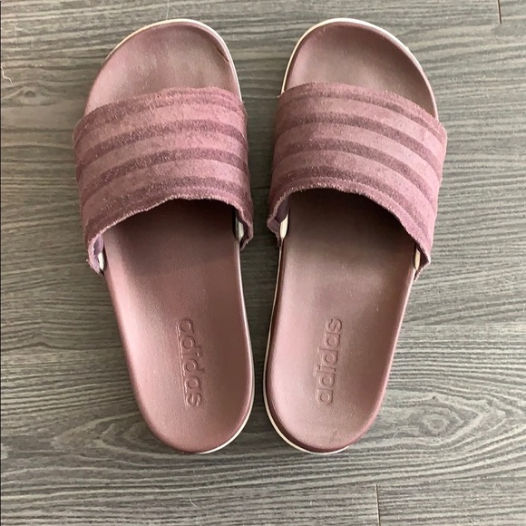 adidas burgundy slides